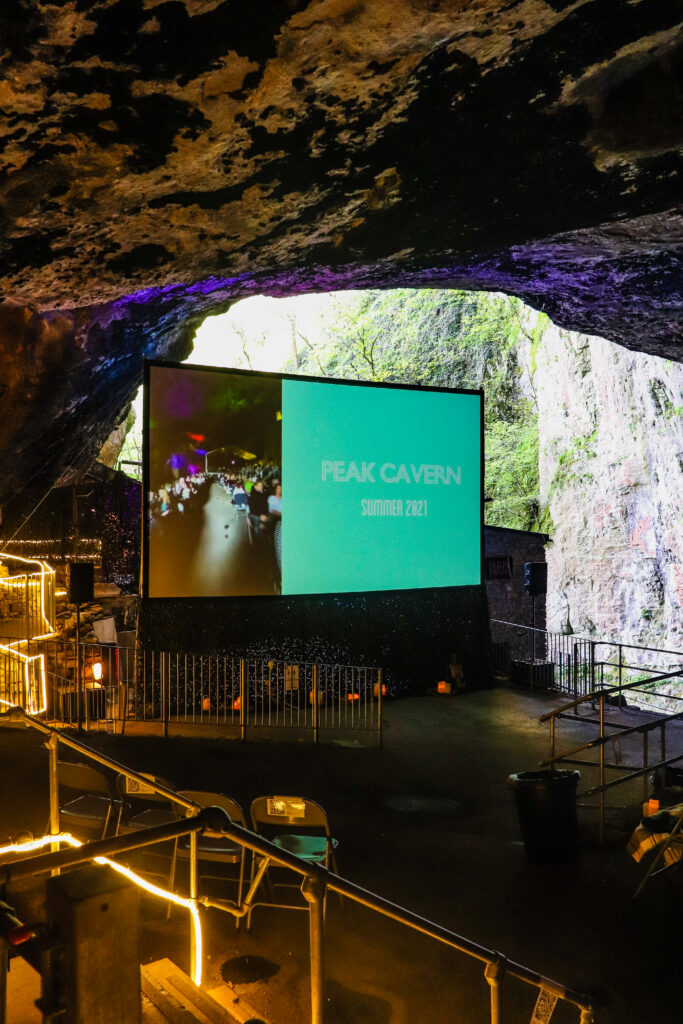 Peak Cavern pop up cinema screen