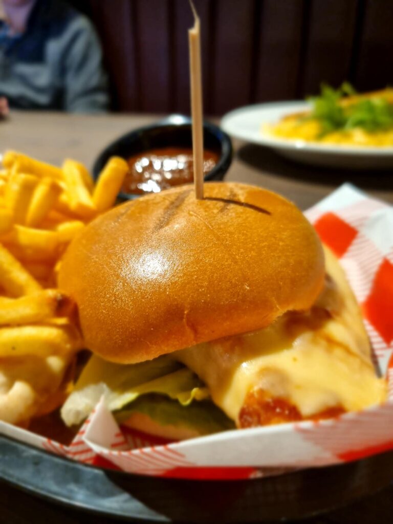 Chicken burger at the Tinderbox Glasgow ibis Styles