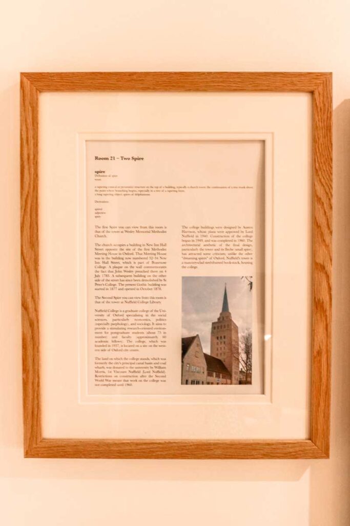 History of the hotel on the room wall